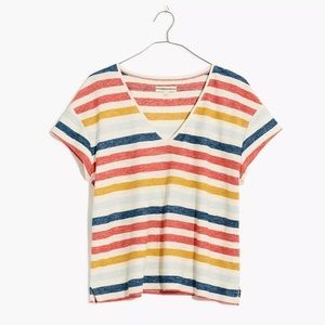Madewell Skyline V-Neck Tee in Jay Stripe